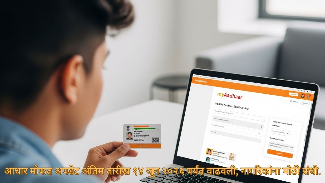 आधार मोफत अपडेट अंतिम तारीख १४ जून २०२६ पर्यंत वाढवली