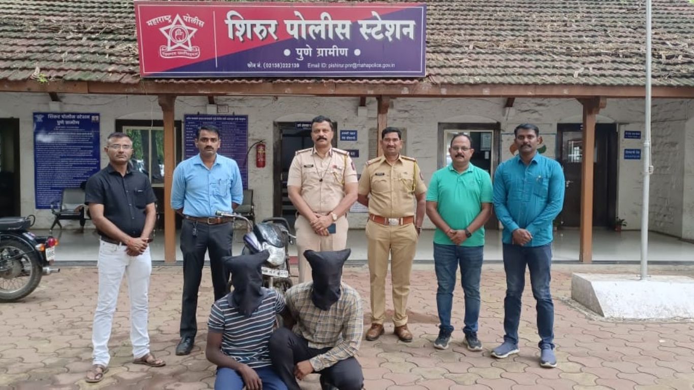 शिरूरमध्ये पोलिसांची मोठी कारवाई: १२ किलो गांजा आणि ₹३.५६ लाखांचा गुटखा जप्त, चार आरोपी अटकेत