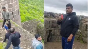 मल्हार गडावर बेशिस्त पर्यटकाला जागरूक नागरिकाने दिला दणका
