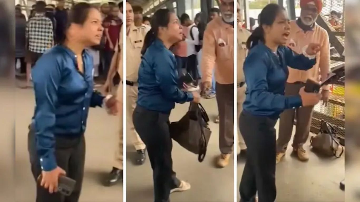 हायफाय लूक, पण विनातिकीट प्रवास; रेल्वे स्थानकात महिलेचा तमाशा सोशल मीडियावर व्हायरल