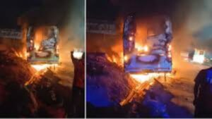 पुण्यात नवले पुलाजवळ प्रवासी बसला आग लागली — सर्व प्रवासी सुरक्षित