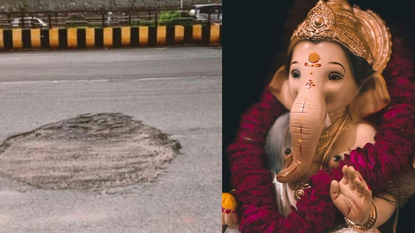 गणेश विसर्जन मार्गावरील खड्ड्यांवर महानगर संघर्ष समितीचे अभिनव आंदोलन