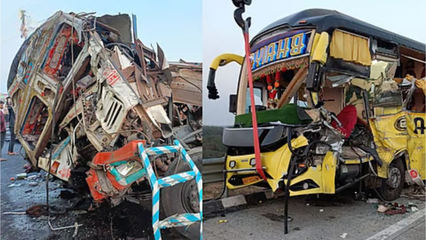 समृद्धी महामार्गावर दोन ट्रकांमध्ये भीषण अपघात; चालक व क्लिनरचा जागीच मृत्यू