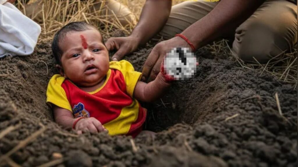 15 दिवसांची चिमुकली जमिनीतून जिवंत बाहेर, पोलिसांचा तपास सुरू