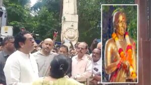 मीनाताई ठाकरे यांच्या पुतळ्यावर लाल रंग फेकण्याचा प्रयत्न; शिवसैनिक आक्रमक