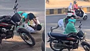 भर रस्त्यात नवरा-बायकोचे जोरदार भांडण; सोशल मीडियावर व्हिडिओ व्हायरल