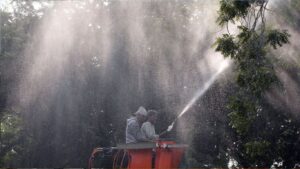 दिल्लीत प्रदूषण कमी करण्यासाठी पाण्याचा फवारा