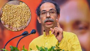 धाराशिवमध्ये शेतकऱ्यांचा संताप; रेशनवरील खराब धान्य आणि नासलेले सोयाबीन उद्धव ठाकरे यांना दाखवले