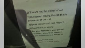 कॅब ड्रायव्हरची ‘कडक नियमावली’ व्हायरल; “भैय्या म्हणू नका”सह 6 नियम सोशल मीडियावर चर्चेत