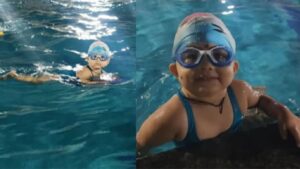 Veda Sarfare: 1 वर्ष 9 महिन्यांची जलतरणपटू! 10 मिनिटांत 100 मीटर पोहून इंडियन बुक ऑफ रेकॉर्डमध्ये नोंद