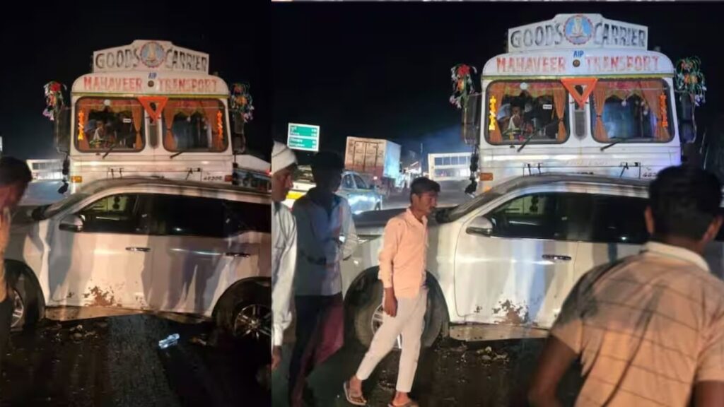 धाराशिवमध्ये भीषण अपघात: माजी मंत्री तानाजी सावंत यांच्या पुतण्याची कार ट्रकला धडक