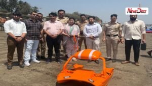 नागाव बीचवर ‘रोबो रक्षक’ तैनात: बुडणाऱ्यांच्या बचावासाठी हायटेक रोबोटिक वॉटर रेस्क्यू यंत्रणा सज्ज