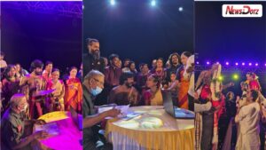 पुण्यात रंगला कलात्मक विवाहसोहळा: भरतनाट्यम नृत्यांगना वैष्णवी धोरे आणि अभिनेते चंद्रकांत राऊत यांनी रंगमंचावर केला विवाह