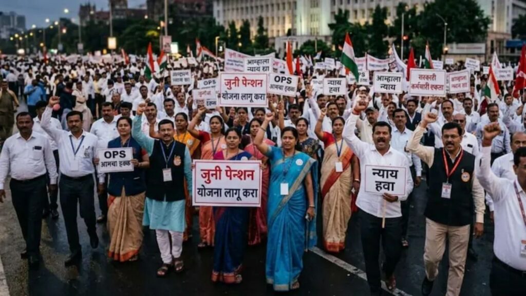 महाराष्ट्रात 17 लाख कर्मचारी बेमुदत संपावर शासकीय कामकाज ठप्प होण्याची चिन्हे