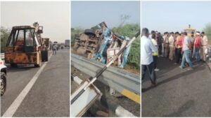 Delhi-Mumbai Expressway Accident: एक डुलकी अन् बस खड्ड्यात दिल्ली-मुंबई एक्सप्रेसवेवर भीषण अपघात, 40 भाविक जखमी
