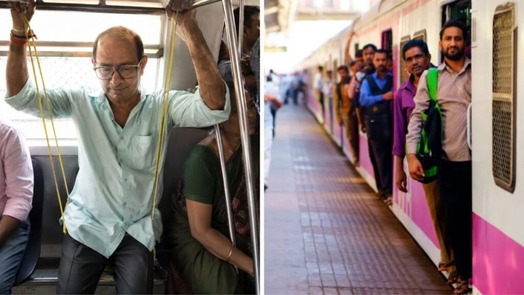 मुंबई लोकलमधील गर्दीचा कळस! आसन न मिळाल्याने ज्येष्ठ नागरिकाचा पाळण्यात बसून प्रवास