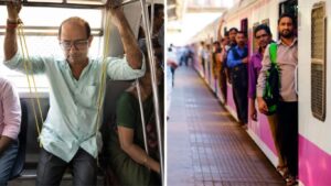 मुंबई लोकलमधील गर्दीचा कळस! आसन न मिळाल्याने ज्येष्ठ नागरिकाचा पाळण्यात बसून प्रवास