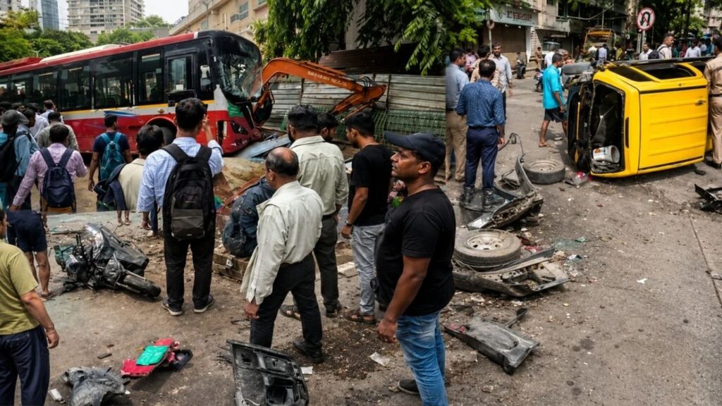 दादरमध्ये बेस्ट बसचा भीषण अपघात; 2 जणांचा मृत्यू, अनेक वाहने चिरडली