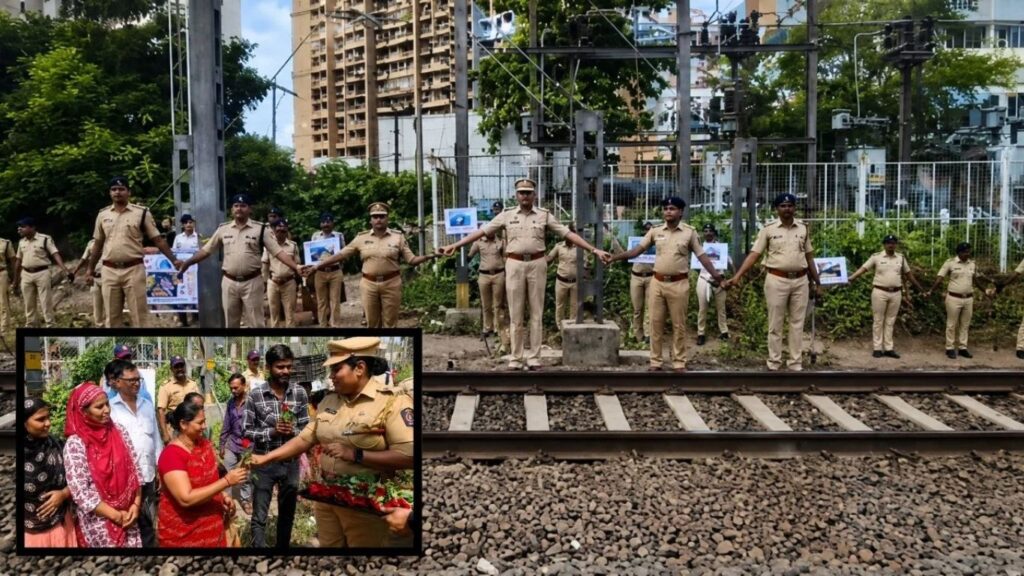 अंबरनाथ-बदलापूर रेल्वे मार्गावर ‘झिरो डेथ’ अभियान; 40 मृत्यूनंतर पोलिसांची मानवी साखळी, नागरिकांना सुरक्षिततेचे आवाहन