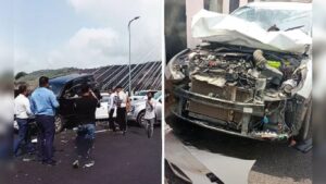 Pune News: मुंबई-पुणे मिसिंग लिंकवर पहिला मोठा अपघात; तीन कारांची साखळी धडक, कारण आले समोर